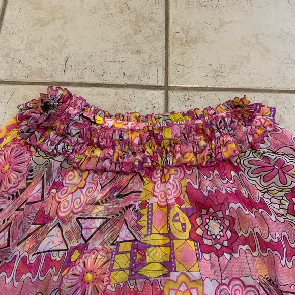 Folia Bohemian Floral Ruffled Off-the-Shoulder Blouse Size Small - Picture 4 of 6